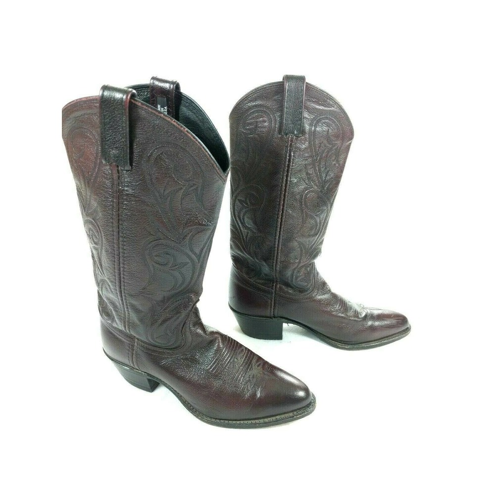 Dan Post Burgundy Leather Pull On Boots Men's 8 M